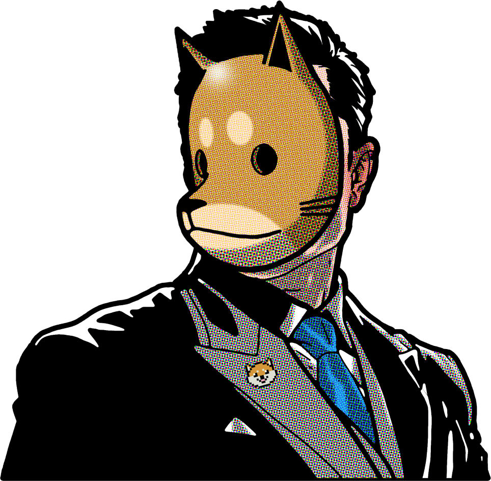 Elon musk with a doge mask covering his face